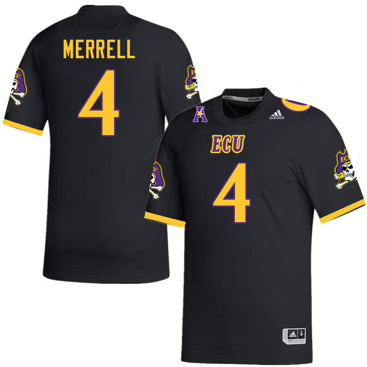 #4 Kevon Merrell East Carolina Pirates College Football Jersey Stitched-Black #4 Kevon Merrell East Carolina Pirates College Football Jersey Stitched-Black